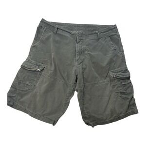 KÜHL Ambush Cargo Shorts Men's 38 Green Outdoor Hiking Zip Pockets Patina Dye